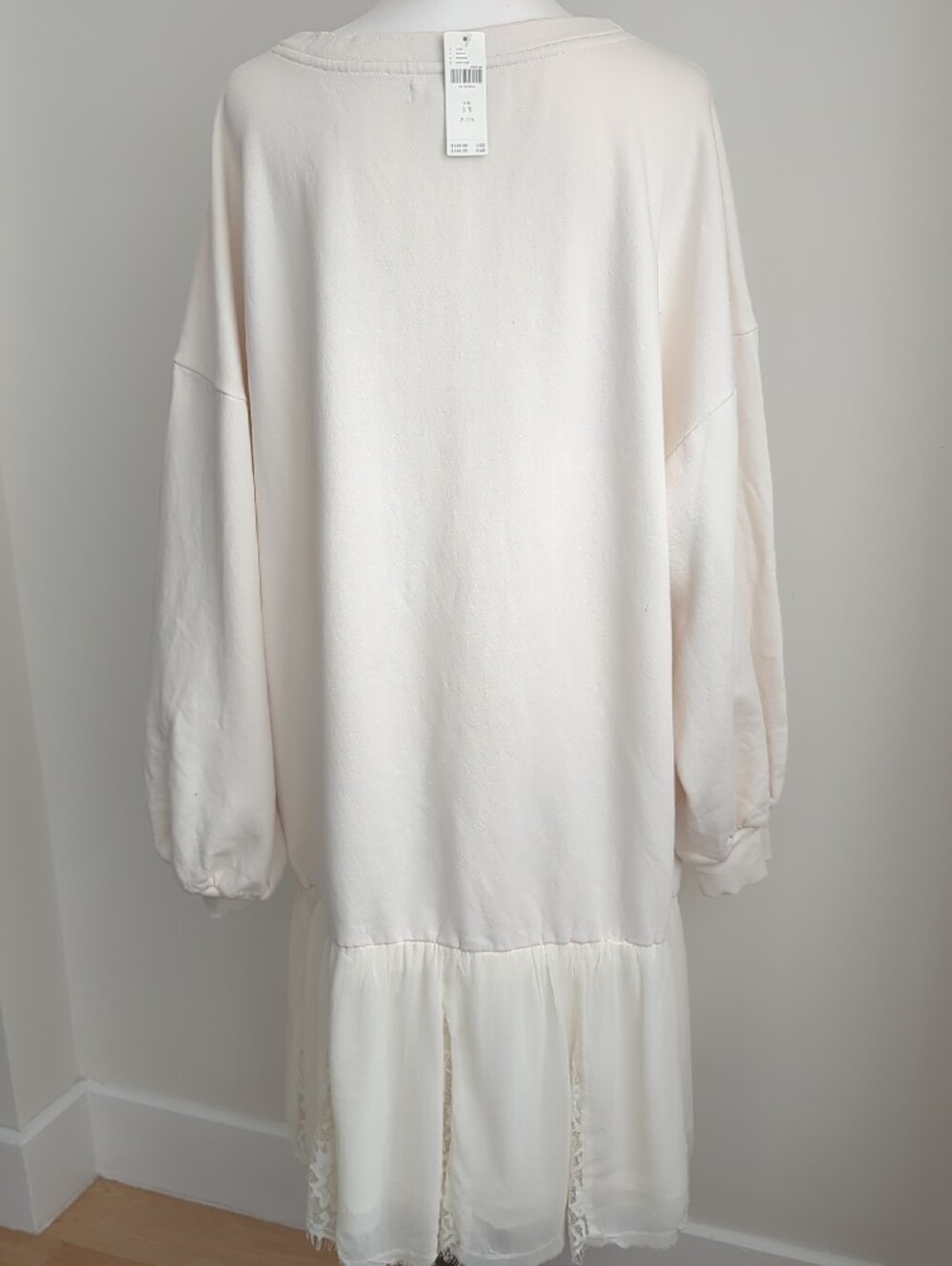 NWT Anthropologie Pilcro Sweatshirt Twofer Lace Mini Dress Napoli 1976 Cream 2X - Picture 10 of 14